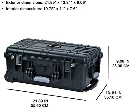 MEIJIA All Weather Rolling Waterproof Protective Case, Hard Camera Case,Dry Case with Retractable Pull Handle and Wheels,Foam Inserted, Elegant Black,22 x13.81x9inches - Image 4
