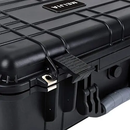 MEIJIA All Weather Rolling Waterproof Protective Case, Hard Camera Case,Dry Case with Retractable Pull Handle and Wheels,Foam Inserted, Elegant Black,22 x13.81x9inches - Image 7