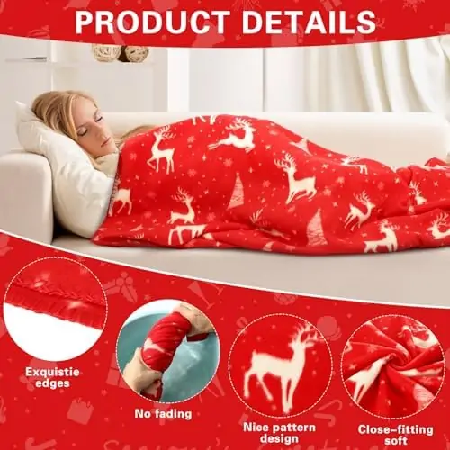 Preboun 24 Pack of Bulk Christmas Soft Fleece Blankets 50 x 60 Inch Bulk Throw Blankets Lightweight Warm Fleece Throw Blankets for Pet Bed Sofa Couch Office Wedding Gifts Travel Seasons and Homeless - Image 2