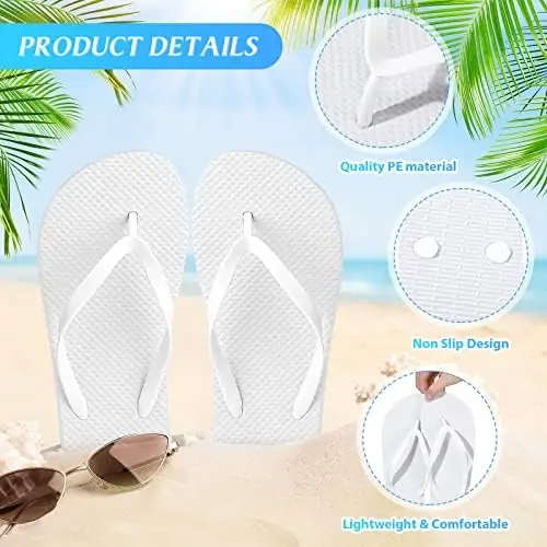 Unittype 72 Pairs Flip Flops Bulk for Wedding Party Guests Sandals Pack Casual Slippers with Assorted Size Cards Sign for Bridal Reception Hotel Travel Spa Pool Party Favor Supplies - Image 2
