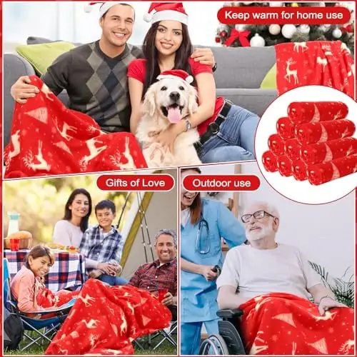 Preboun 24 Pack of Bulk Christmas Soft Fleece Blankets 50 x 60 Inch Bulk Throw Blankets Lightweight Warm Fleece Throw Blankets for Pet Bed Sofa Couch Office Wedding Gifts Travel Seasons and Homeless - Image 4