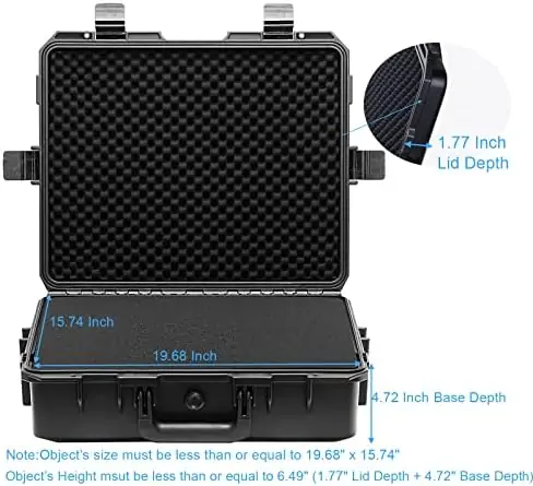 Regetek Waterproof Hard Case, Multi-Purpose Protective Case with Customizable Pick and Pluck Foam for Camera, Camcorder Drone, IP67, Shockproof Waterproof, Dust-proof, Crush-proof,21.85" x 18.11" x 7.08" - Image 3