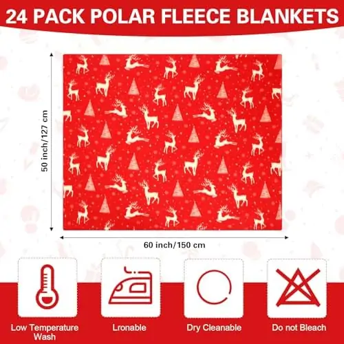 Preboun 24 Pack of Bulk Christmas Soft Fleece Blankets 50 x 60 Inch Bulk Throw Blankets Lightweight Warm Fleece Throw Blankets for Pet Bed Sofa Couch Office Wedding Gifts Travel Seasons and Homeless - Image 3