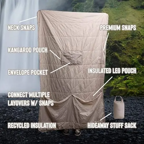 Gravel Layover Blanket | Packable Blanket for Travel, Sporting Events Beach Trips, Concerts, Movie Theaters, Picnics | 66" x 40" (Stone) - Image 2
