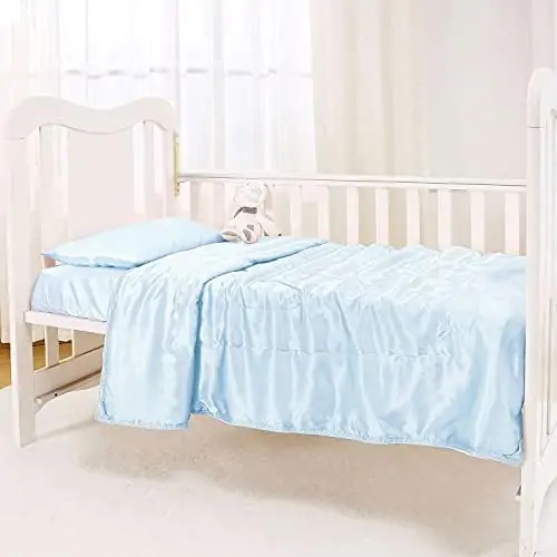 Cozysilk Pure Silk Throw Blanket, 100% Mulberry Silk Inside and Outside, Pure Silk Children Blanket for Couch Bed Sofa Travel - Lightweight Cozy Warm Bed Blanket for All Season (42x59, Grey Blue)