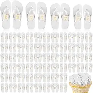 Unittype 72 Pairs Flip Flops Bulk for Wedding Party Guests Sandals Pack Casual Slippers with Assorted Size Cards Sign for Bridal Reception Hotel Travel Spa Pool Party Favor Supplies